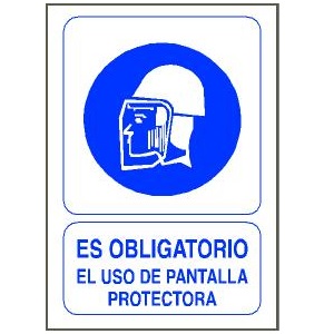 Señal adhesiva de 110x70mm - Obligatorio el uso de pantalla protectora (50 unidades) - Referencia 4066305